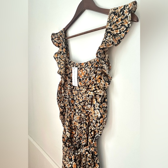 Baltic Born Black & Marigold Floral Ruffle Strap Jumpsuit | Size: Large | NWT - Picture 9 of 15